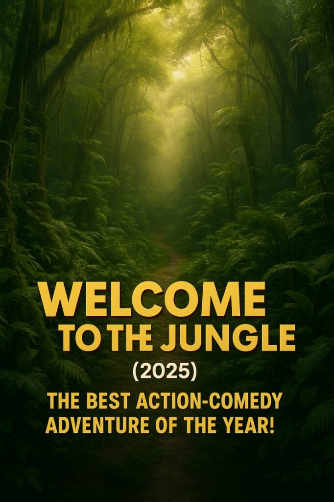 Welcome to the Jungle 2025 poster with jungle background and golden title.