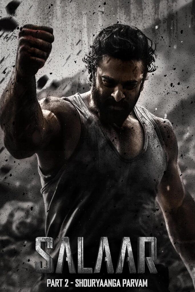 Salaar 2 poster showing intense action look of the main character in Shouryaanga Parvam