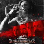 Dhurandhar movie poster with intense characters and dark theme.