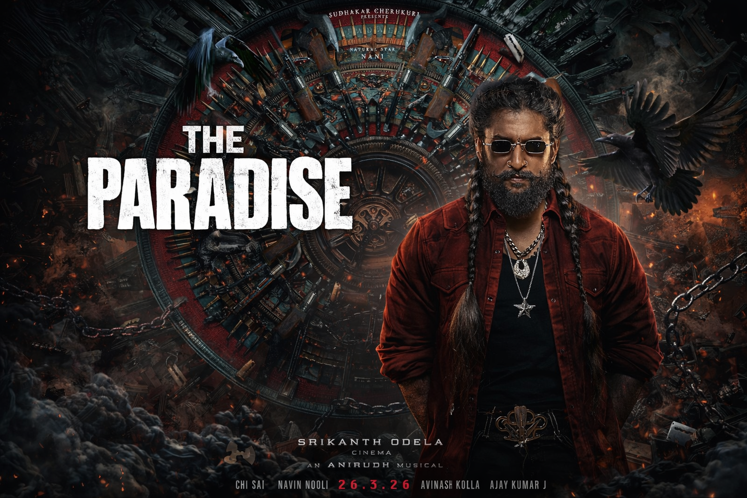 The Paradise Movie poster featuring Nani in an intense dark look